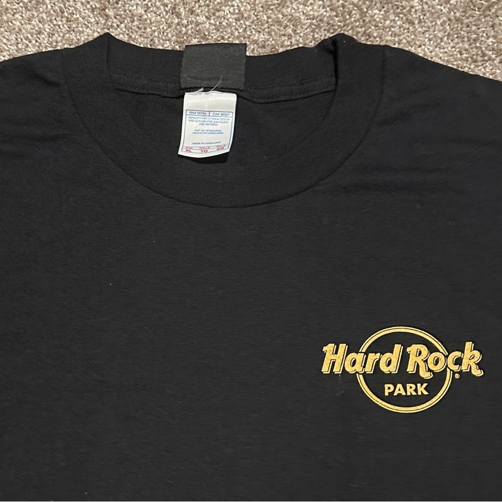 Y2k Hard Rock Park Opening T-Shirt Black Graphic Tee Men’s Size Xl Original Pass View 3
